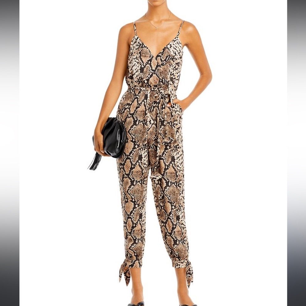 AQUA Snake Print Jumpsuit